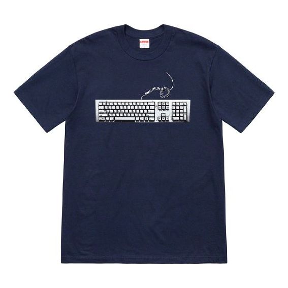 Supreme SS19 Keyboard Tee Navy Pattern Short Sleeve Unisex Navy Blue SUP-SS19-734