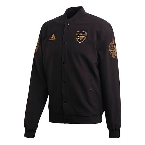 adidas Gold Stand Collar Arsenal aviator Sports Jacket Black FQ6624