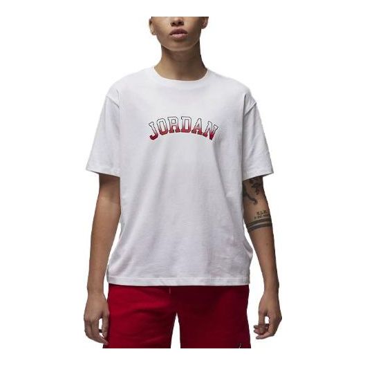 (WMNS) Air Jordan Graphic T-Shirt 'White Red' FD7202-100