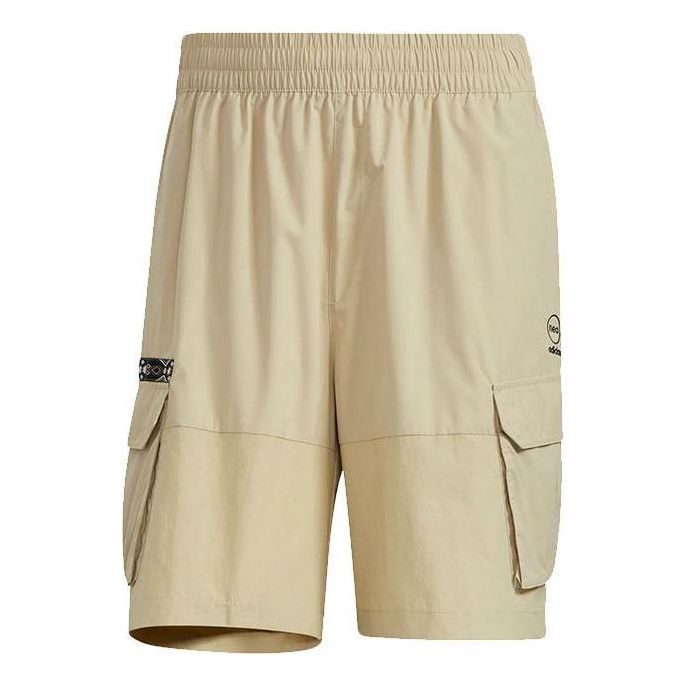 Men's adidas neo Athleisure Casual Sports Solid Color Woven Cargo Pocket Shorts Khaki HC9743