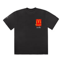 Travis Scott Unisex Cactus Jack x McDonald Smile Printed Round-neck Tee Black TC-9
