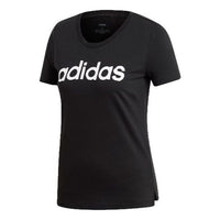 (WMNS) adidas Brush Effect Logo Graphic T-Shirt 'Black White' EI4569