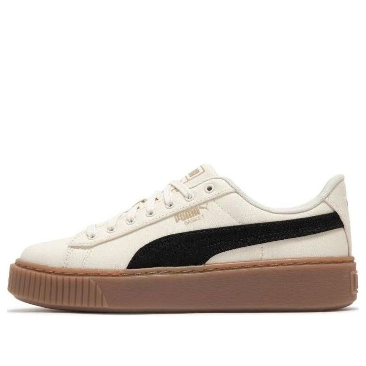 (WMNS) PUMA Basket Platform Canvas 'Beige Black' 399251-01