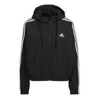 (WMNS) adidas Essentials Repeat Logo Loose-Fit Windbreaker 'Black White' HC9160
