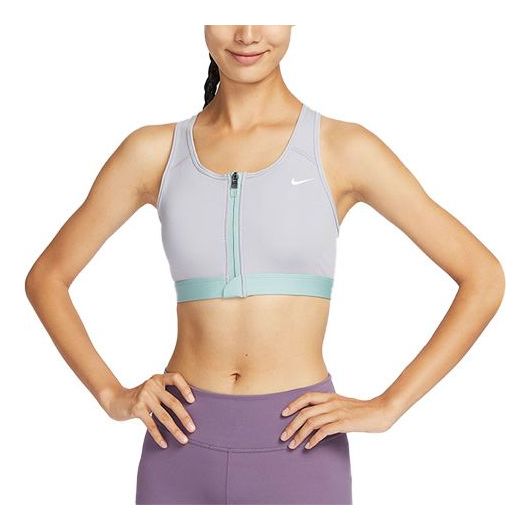 (WMNS) Nike Swoosh Medium-Support Padded Zip-Front Sports Bra 'blue gray' FQ0704-024