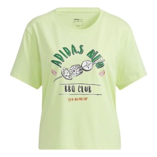 (WMNS) adidas neo Pattern Casual Sports Cartoon Short Sleeve Green H62004