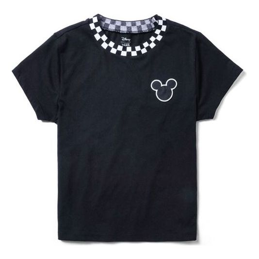 (WMNS) Vans x Disney Crossover Grid Mickey Round Neck Short Sleeve Black VN0A3UHFBLK