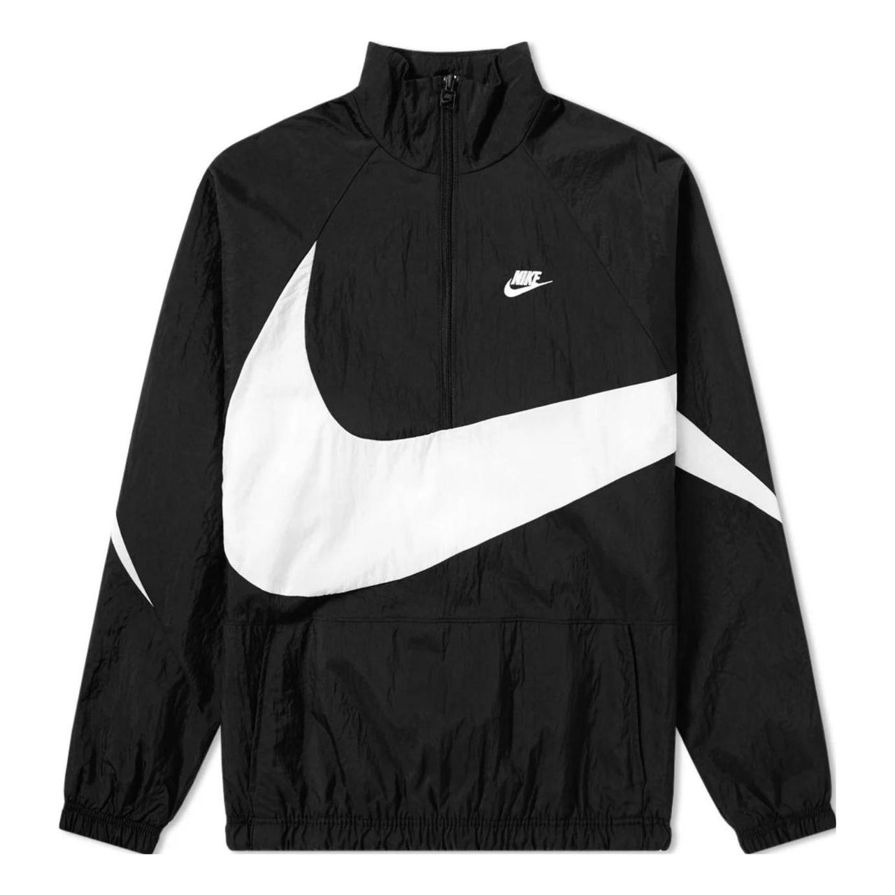 Nike Swoosh Half Zip Woven Jacket 'Black White' AJ2696-010