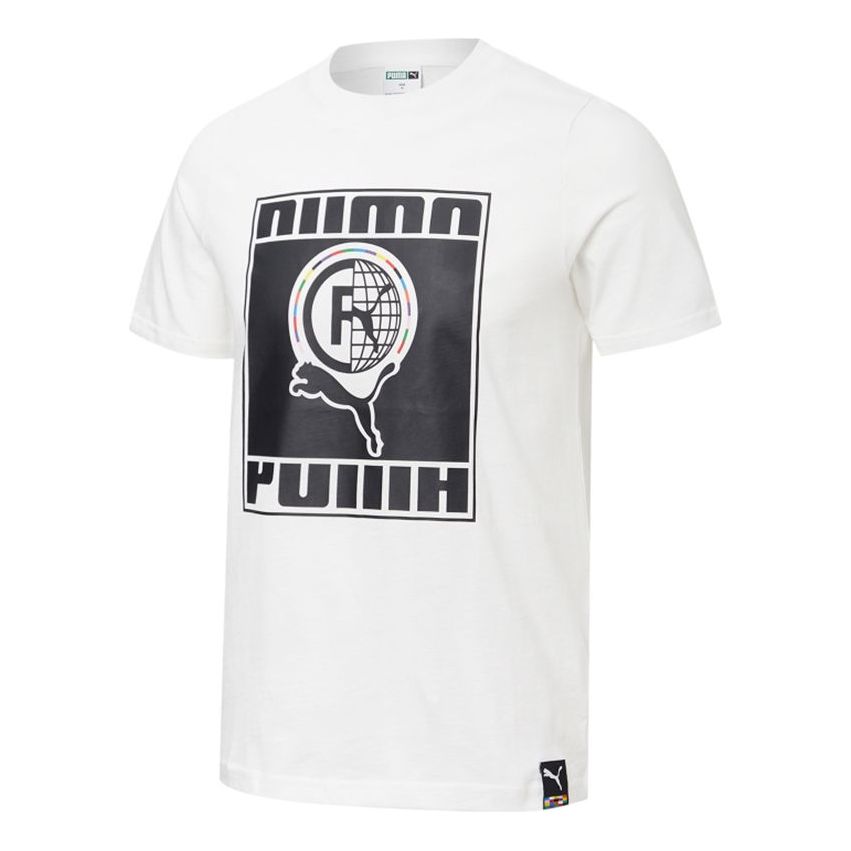 PUMA Intl Tee Subject Printing Round Neck Short Sleeve White 532274-02