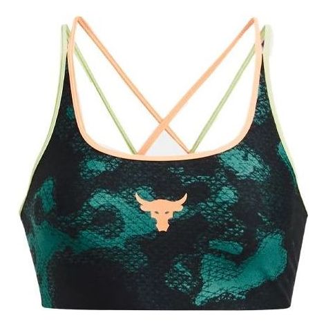 (WMNS) Under Armour Project Rock Crossback Sports Bra 'Green Black' 1377953-722