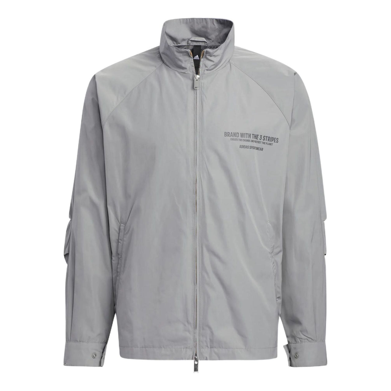 Men's adidas Woven Jacket Alphabet Printing Sports Zipper Stand Collar Gray HZ7058