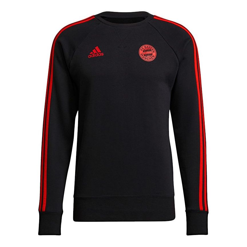 Men's adidas Fcb Swt Top Logo Printing Contrasting Colors Stripe Soccer/Football Sports Black GR0666