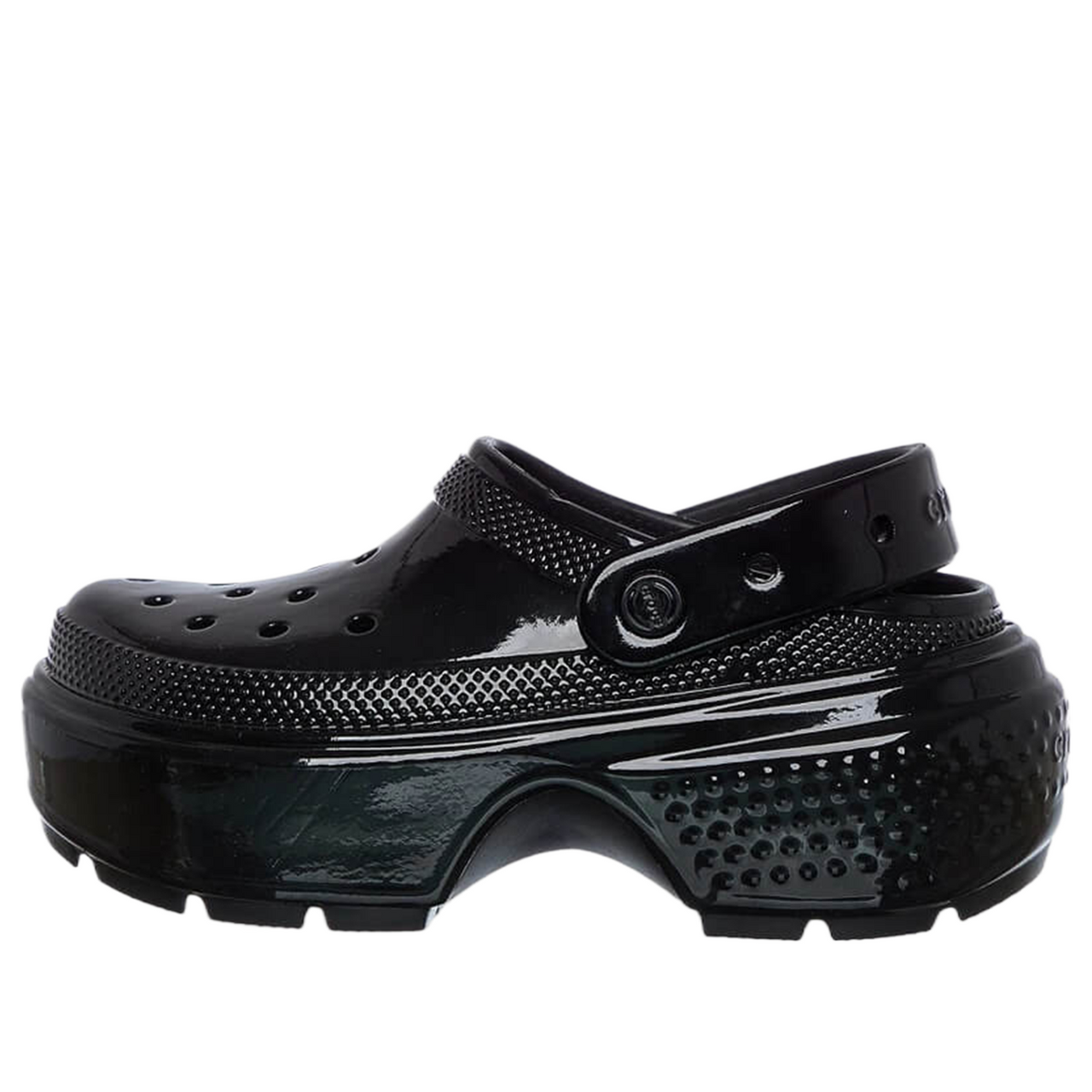 (WMNS) Crocs Stomp High Shine Clog 'Black' 209568-001