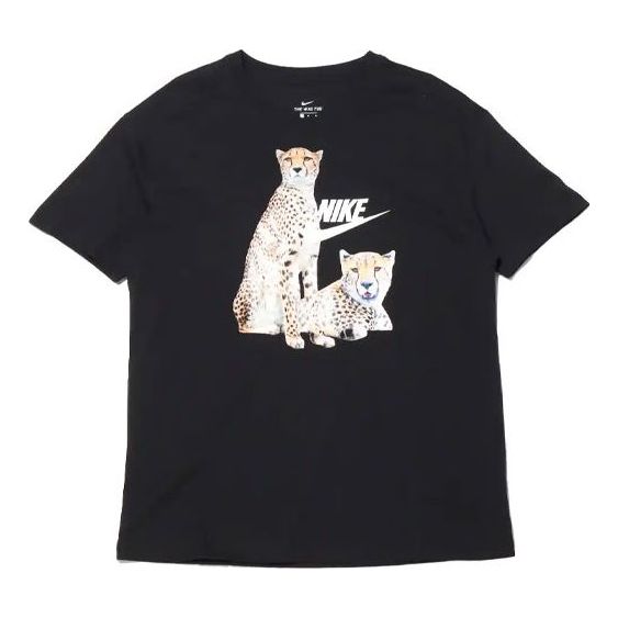(WMNS) Nike Round Neck Printing Casual Sports Short Sleeve Black DD1486-010