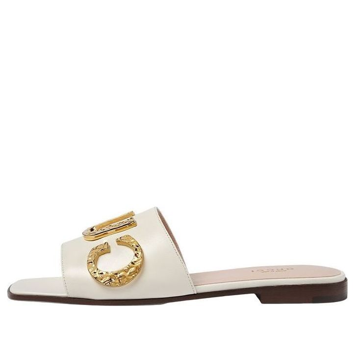 (WMNS) Gucci Cara Grained leather slip-on Sandal 'Off-White' 694858-C9D00-9022