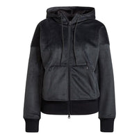 (WMNS) adidas W Fi Pr Cord Hd Corduroy Solid Color Sports Hooded Jacket Black H15955