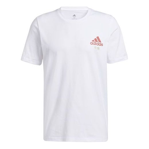 adidas Horns Tee Basketball Sports Printing Round Neck Short Sleeve White GN5113
