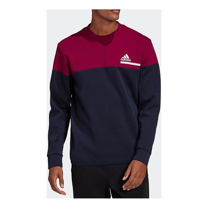 adidas Zne Crew Sweatshirt Splicing Round Neck Pullover Colorblock Sports Blue GM6540