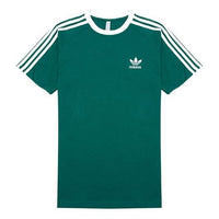 Men's adidas originals 3-Stripes Tee Casual Round Neck Loose Logo Stripe Short Sleeve Green HE9546