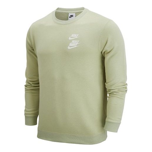 Men's Nike Nsw Logo Printing Round Neck Pullover Sports Light Olive Green DV7381-371