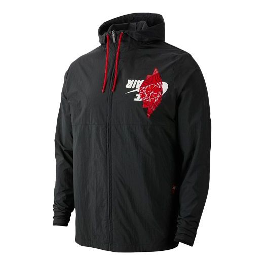 Air Jordan Jumpman Casual Sports Alphabet Pattern hooded Zipper Jacket Black BQ8476-010