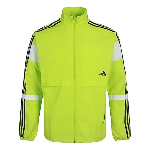 adidas Stand Collar Woven Colorblock Jacket Fluorescent Green GL0400