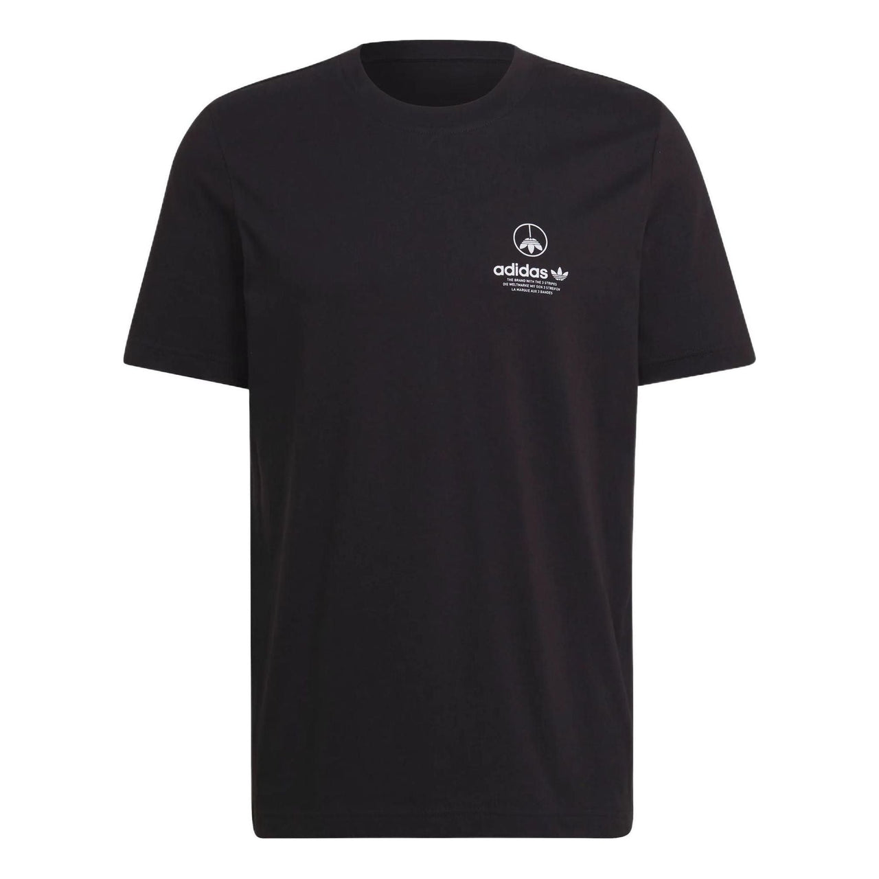 Men's adidas originals Solid Color Alphabet Logo Pattern Round Neck Short Sleeve Black T-Shirt HF4908