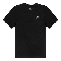Nike Sportswear Club Embroidered Logo Solid Color Round Neck Short Sleeve Black AR4997-014