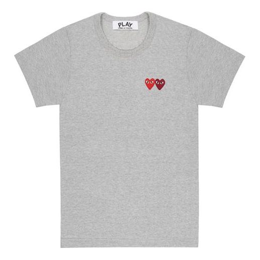 (WMNS) COMME des GARCONS PLAY Basic T-Shirt Two Emblems 'Grey' AZ-T225-051-3