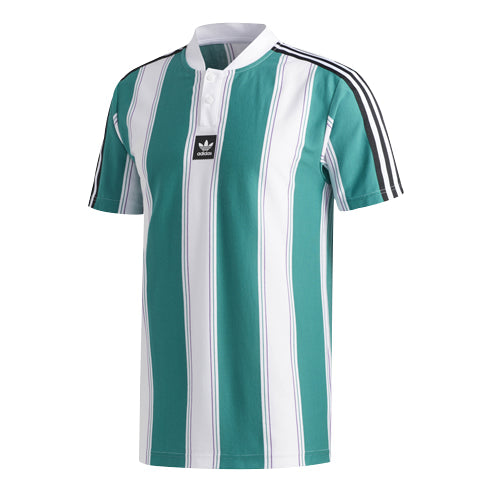 adidas originals Stripe Splicing Clatsopjrsy Short Sleeve White Green DU3927