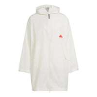 Men's adidas Logo Solid Color Hooded Jacket Windbreaker White HN1943