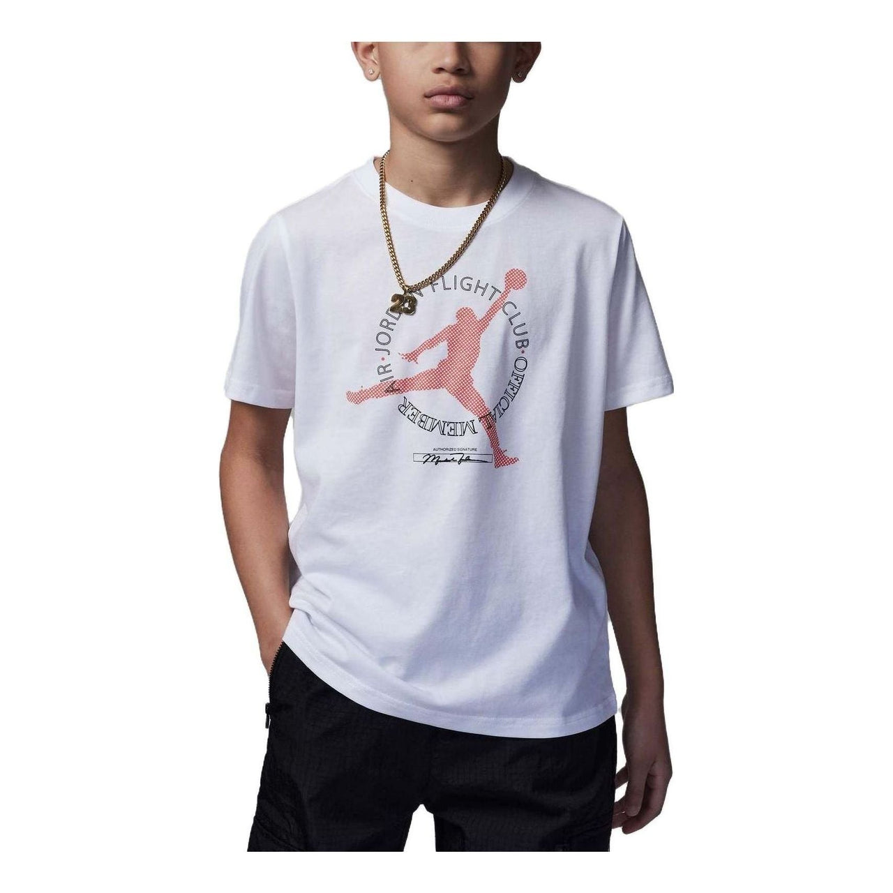 (GS) Air Jordan Official Member T-shirt 'White' FQ1039-100
