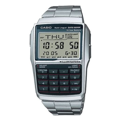 CASIO DATA BANK Vintage Muli-Functional Water-Proof Men'sWatch Quartz Waterproof Mens Silver Digital DBC-32D-1A