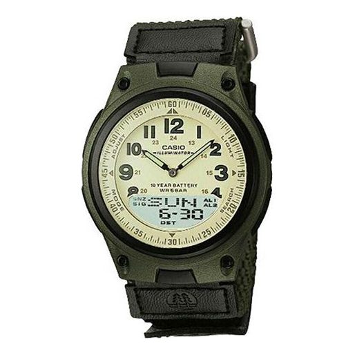 CASIO Waterproof Sports Shockproof Mens Army Green Analog/Digital Combo AW-80V-3BJF