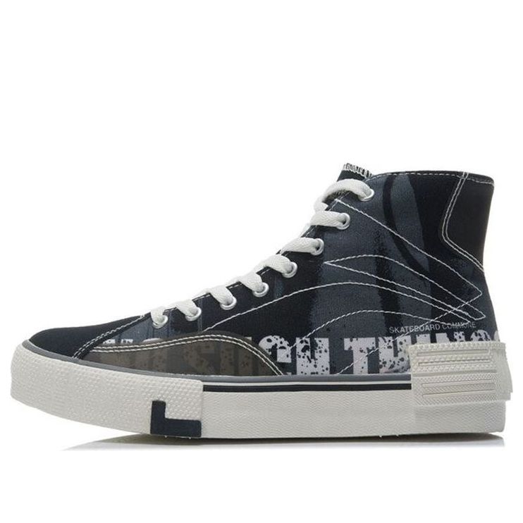 (WMNS) Li-Ning Lifestyle High Top Skate Shoes 'Black White' AETR002-1
