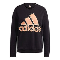 (WMNS) adidas W Big Logo Swt Large Logo Printing Sports Stylish Round Neck Pullover Black Hoodie HB5105