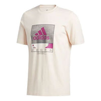 adidas Athleisure Casual Sports Printing Round Neck Short Sleeve Pink GE4521
