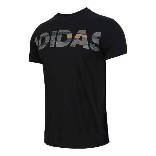 adidas Logo Large Alphabet Printing Short Sleeve Black DZ1989