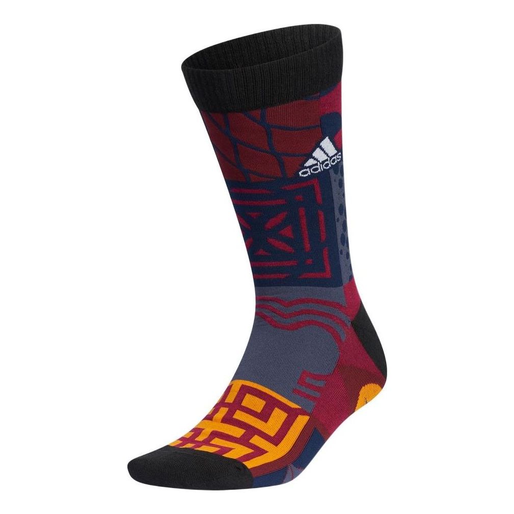 Men's adidas New Year's Edition Printing Sports Mid-Top Socks Combined Pack Black HI3025