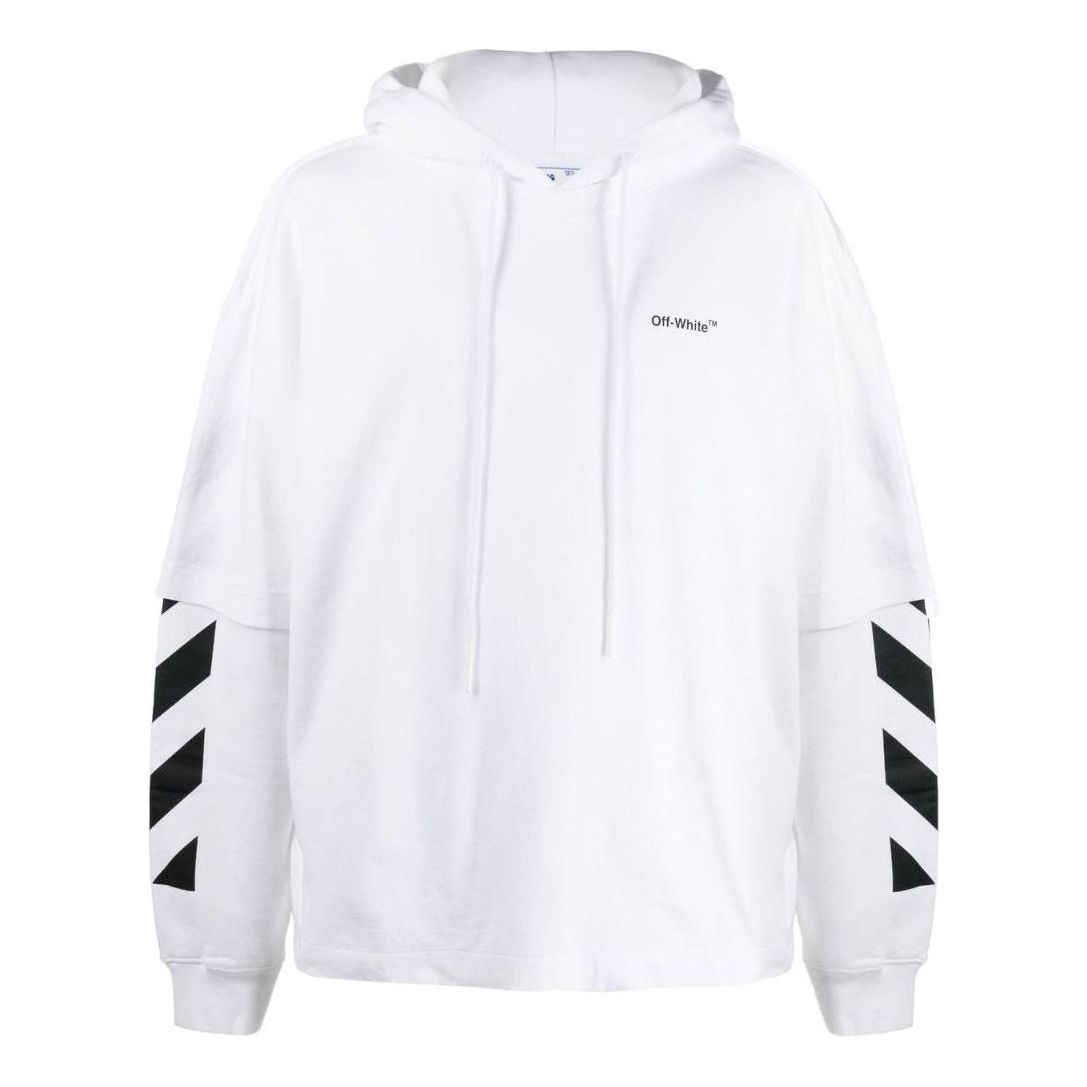 Men's Off-White FW22 Solid Color Printing Hooded Long Sleeves Version White OMBB098C99FLE0010110