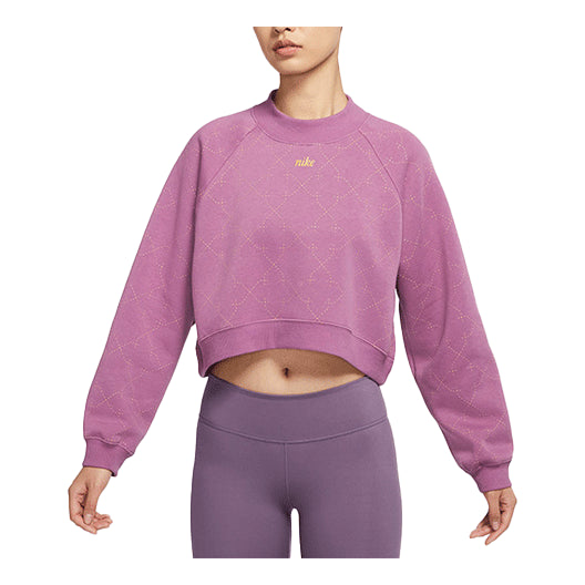 (WMNS) Nike Athleisure Casual Sports Fleece Lined Short Round Neck Pullover Purple Red Hoodie Violet DM7281-507