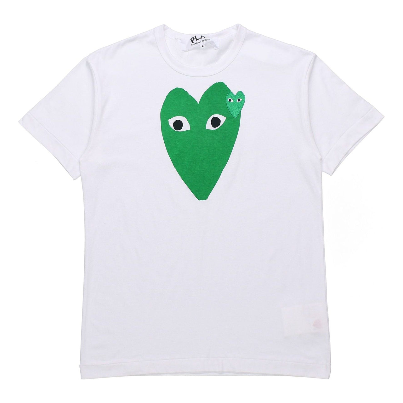 COMME des GARCONS PLAY GreenHeart Shaped Printing Short Sleeve White AZ-T060-051-1