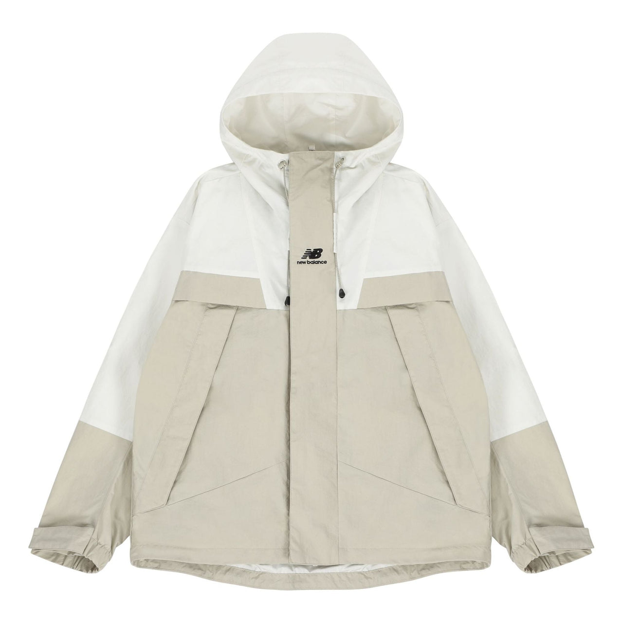 New Balance Logo Embroidered Colorblock Hooded Jacket Couple Style White 5AC14103-BEI