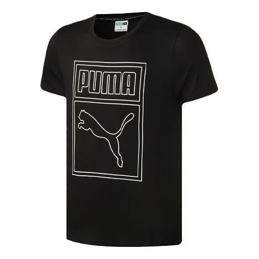 PUMA Large Logo Printing Sports Loose Round Neck Short Sleeve Black 598245-51