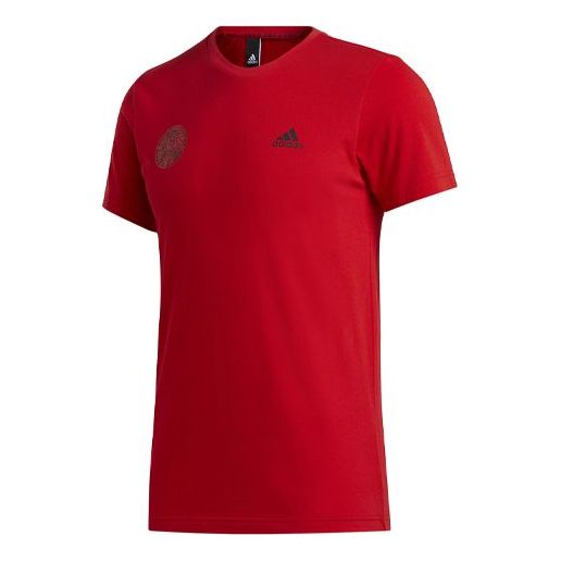 adidas Alphabet Logo Printing Short Sleeve Red FU6220