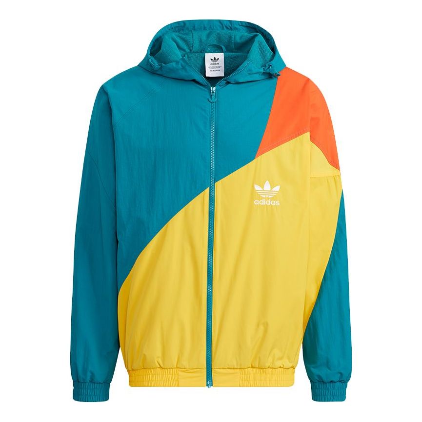 adidas originals Ts Wb Logo Printing Colorblock hooded track Jacket Green H46705