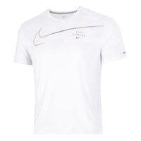 Men's Nike Large Logo Sports Training Breathable Quick Dry Round Neck Short Sleeve White T-Shirt DM4812-100