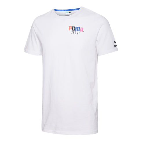 PUMA Multi-Color Logo Athleisure Casual Sports Short Sleeve White 598938-02