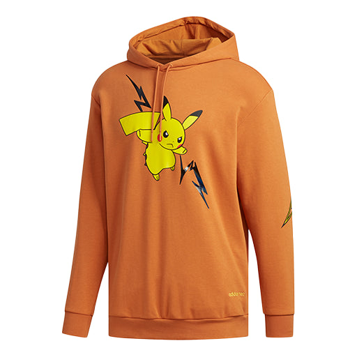 adidas neo M PKMN Pikachu Pattern Printing hooded Drawstring Khaki Brown FU3924