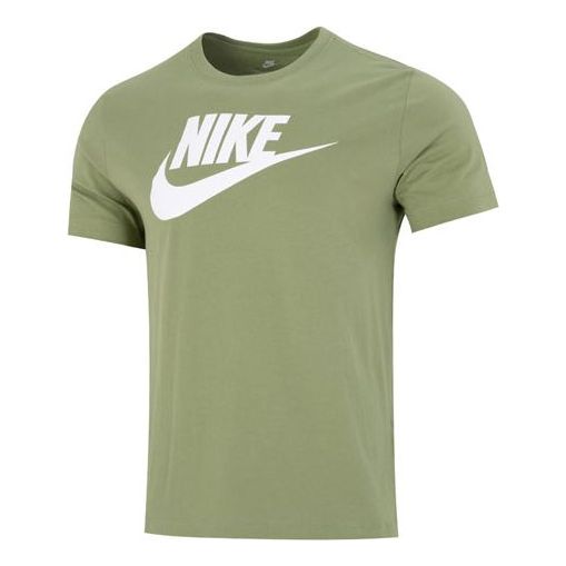 Men's Nike Sportswear Minimalistic Alphabet Logo Athleisure Casual Sports Round Neck Short Sleeve Olive Green T-Shirt AR5005-334